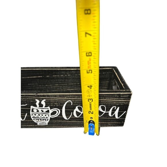 Hot Cocoa Chocolate Bar Box Storage Christmas Table Tray Decor Wood Holiday 10in - Picture 7 of 14